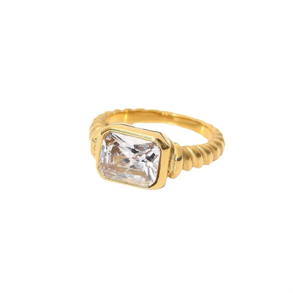 SIZE 8 | 18K Gold Plated CZ Chunky Ring - One Ring Only - Picture 2 of 6